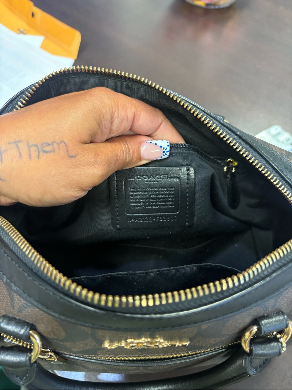 Coach Brown/Black Signature Mini Satchel with Gold Hardware - Picture 5 of 8